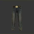 Classic Blue Denim Jeans With Straight Leg Fit And Metal Belt Buckle For Daily Wear