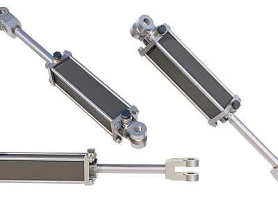 Durable Industrial Hydraulic Cylinders With Stainless Steel Piston Rods And Mechanical Components 3d model