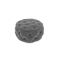 Soft Gray Fabric Tufted Round Pouf Ottoman for Living Room Seating