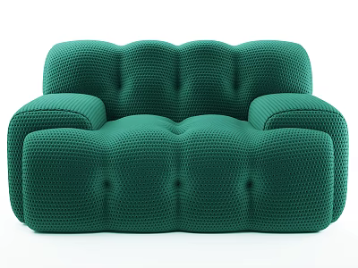 Green Modern Single Seater Sofa With Textured Upholstery And Tufted Details 3d model