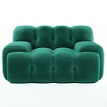 Green Modern Single Seater Sofa With Textured Upholstery And Tufted Details