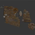 Broken Rock Pieces As Scene Components With Rough Brown Textured Surfaces