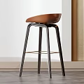 Modern Bar Stools With Wooden And Metal Legs White And Brown Seats