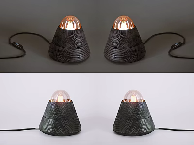 Modern Woven Cone Shaped Table Lamps With Illuminated Transparent Shades 3d model