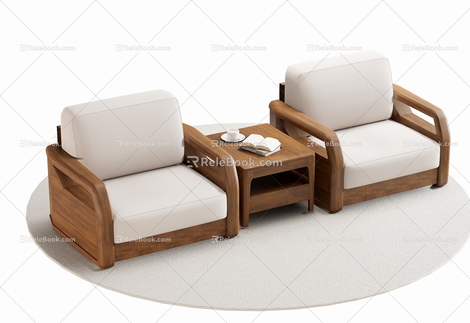 New Chinese Style Single Sofa Leisure Chair Single Chair 3d model