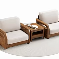 Modern Single Sofa With Wooden Frame White Cushions And Small Coffee Table On Rug