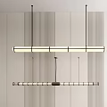 Modern Linear Chandelier With Vertical Lines And Metallic Suspended Structure Design 3d model