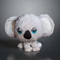 Plush Koala Toy With Big Blue Eyes Black Nose And Light Gray Fuzzy Body