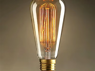 Vintage Filament Light Bulb With Glass Enclosure Warm Glow And Gold Base 3d model