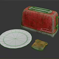 Sunbeam Red Toaster Kitchen Appliance With White Plate And Toasted Bread