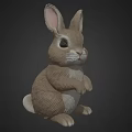 Cute Brown Rabbit Sitting With Front Paws Raised On Black Background