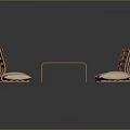 Wooden Dining Table Set With Four Chairs Padded Seats And Slatted Backrests For Home Dining