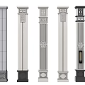 Various Design Architectural Stone Columns With Ornate Tops And Bases 3d model