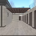 Modern Courtyard Sunshade Pergola Structure With Tiled Floor And Outdoor Building Design