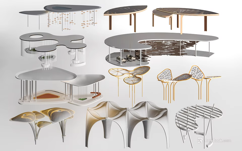 Modern Pergola Designs With Artistic Structures Geometric Shapes And Metal Frames 3d model 