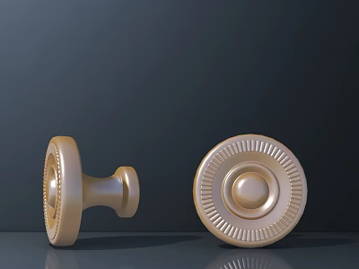 Golden Round Door Knobs With Decorative Patterns For Luxury Cabinet Hardware 3d model
