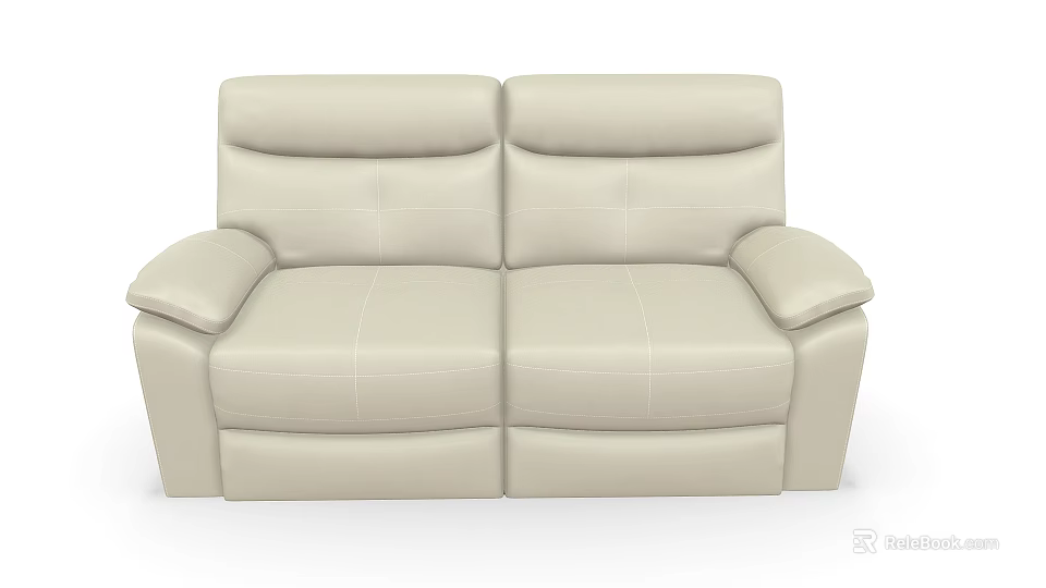 Beige Leather Two Seater Sofa With Modern Design And Comfortable Armrests 3d model