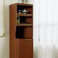 Wooden Entryway Side Cabinet With Shelves Teapot Teacups And Books Interior Design