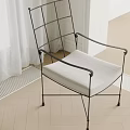 Modern Minimalist Single Chair With Metal Frame And Light Gray Cushion Armrests Design