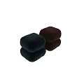 Brown Velvet Ottoman with Stacked Pleated Cushions for Modern Living Room