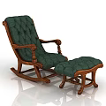 Vintage Leisure Chairs With Wooden Frame Upholstered Fabric Rocking Design And Tufted Details