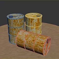 Rusty Oil Barrels Arrangement With Two Upright And One Lying On Brown Surface