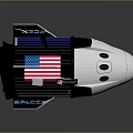 Futuristic Spacecraft Model With White Black Design Blue Solar Panels Red Stripe And Tail Structure