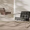 Modern Leisure Chairs With Metal Frames Brown Striped And Black Tufted Designs