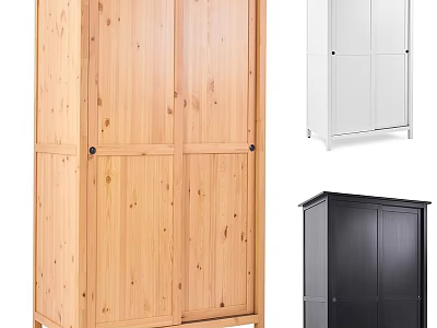 Natural Wooden White And Black Double Door Wardrobes With Simple Modern Design 3d model