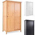 Natural Wooden White And Black Double Door Wardrobes With Simple Modern Design