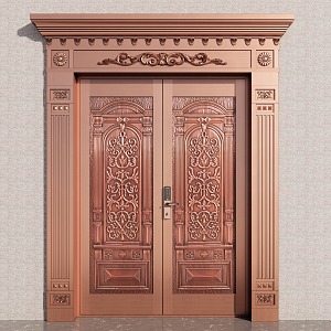 European-style double door bronze door villa door double door 3d model