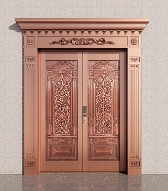 European-style double door bronze door villa door double door 3d model