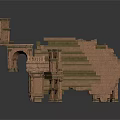 Classical Architectural Ruins Fragments Featuring Stone Arches Columns And Walls