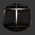 Cartoon Scene With Transparent Spherical Object And Metal Grid Frame Design 3d model