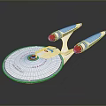 U.S.S. Enterprise Cosmic Spaceship Model With Disc Shaped Design Blue Engines And Red Thrusters