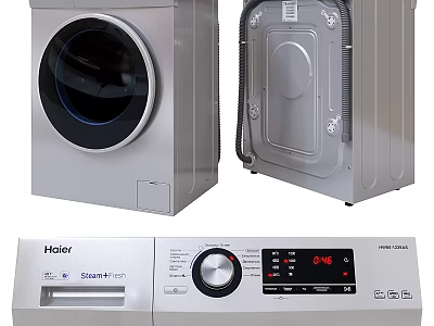 Haier Smart Front Loading Washing Machine With Modern Design And Digital Control Panel 3d model