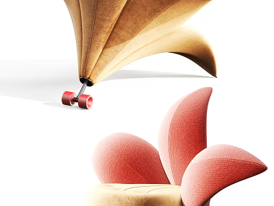 Unique Shaped Red And Yellow Sofa Design For Modern Living Room Interior 3d model