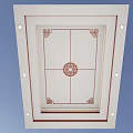 Elegant Chinese Style Ceiling Design With White Background Red Lines And Circular Pattern 3d model