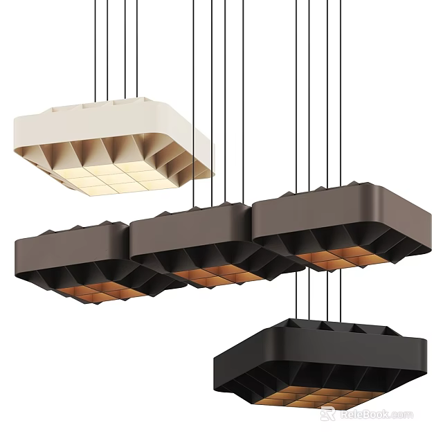 Modern Geometric Chandeliers With Multicolor Hanging Design And Layered Structure 3d model