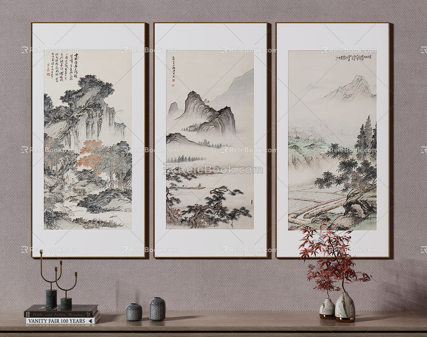 New Chinese Landscape Painting Decorative Painting 3d model