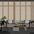 New Chinese Style Sofa Coffee Table Combination Furniture Sofa Coffee Table Combination 3d model