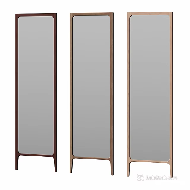 Modern Elegant Full-Length Mirrors with Three Colors and Metal Frame 3d model 