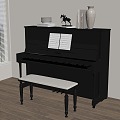 Modern Piano Ornaments Piano Stool Music Score 3d model