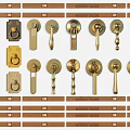 Middle Ancient Handle New Chinese Style Handle Minimalist Metal Handle Cabinet Door Wardrobe Handle Door Handle Combination 3d model
