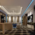 Luxury KTV Interior Design With Chandeliers Sofa Bar And Large Screen