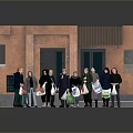 Group of People Standing in Front of Red Brick Building Holding Shopping Bags
