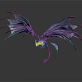 Fantasy Dragon 3D Model With Detailed Blue Wings And Red Edges