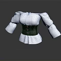 White Off Shoulder Top With Puffed Sleeves And Black Corset Belt