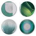Modern Round Wall Decor With Green Blue Abstract Textured Patterns For Home Interior 3d model