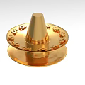 Golden Decorative Ornament Set With Conical Top And Layered Engraved Base